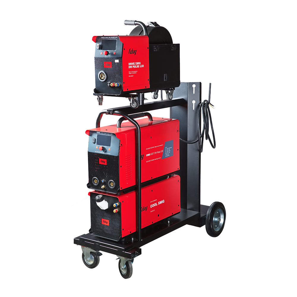 1 FUBAG Сварочный полуавтомат инвертор XMIG 500T DW PULSE + Подающий механизм DRIVE XMIG DW PULSE + Горелка FB 550W 3m + Блок жидкостного охлаждения Cool XMIG + Шланг-пакет 5 метров 70мм2 14 pol с жидкостным охлаждением + Тележка XMIG — изображение 1